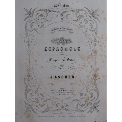 ASCHER Joseph Danse Espagnole op 24 Piano 1854