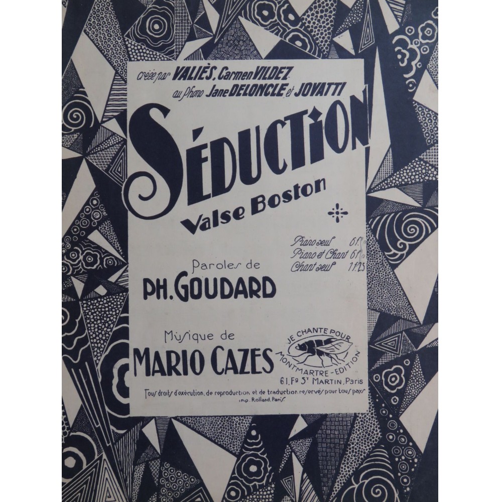 CAZES Mario Séduction Piano 1929