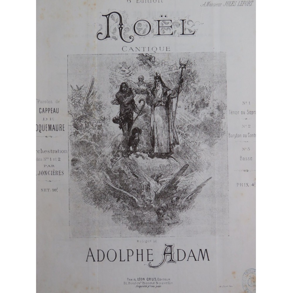 ADAM Adolphe Cantique de Noël Chant Piano ca1852