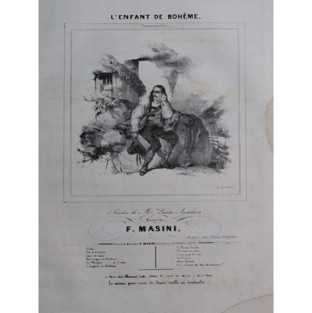 MASINI F. L'Enfant de Bohême Chant Piano ca1840