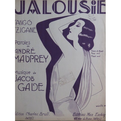 GADE Jacob Jalousie Chant Piano 1929