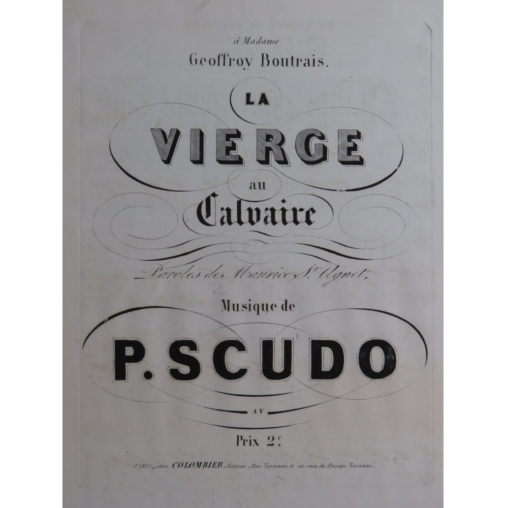 SCUDO Paul La Vierge au Calvaire Chant Piano ca1842