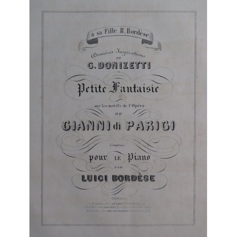 BORDÈSE Luigi Dernières Inspirations de Donizetti Piano XIXe