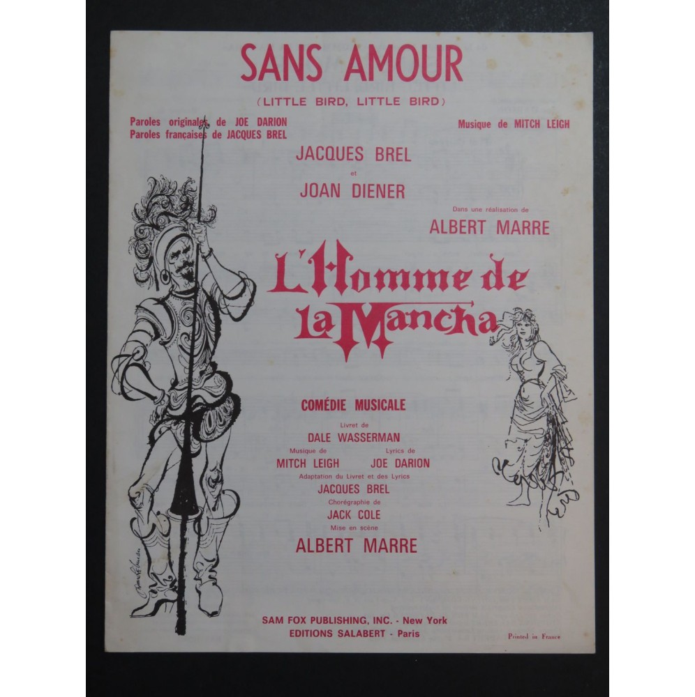 Sans Amour Mitch Leigh Jacques Brel Chant Piano 1965