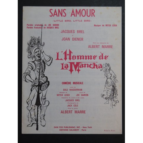 Sans Amour Mitch Leigh Jacques Brel Chant Piano 1965