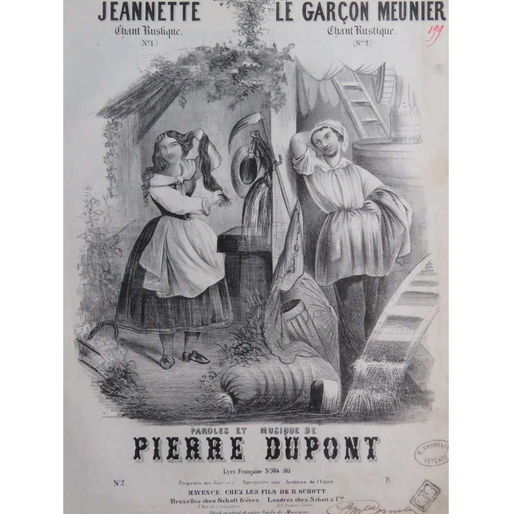 DUPONT Pierre Le Garçon Meunier Chant Piano ca1855