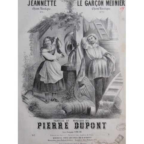 DUPONT Pierre Le Garçon Meunier Chant Piano ca1855