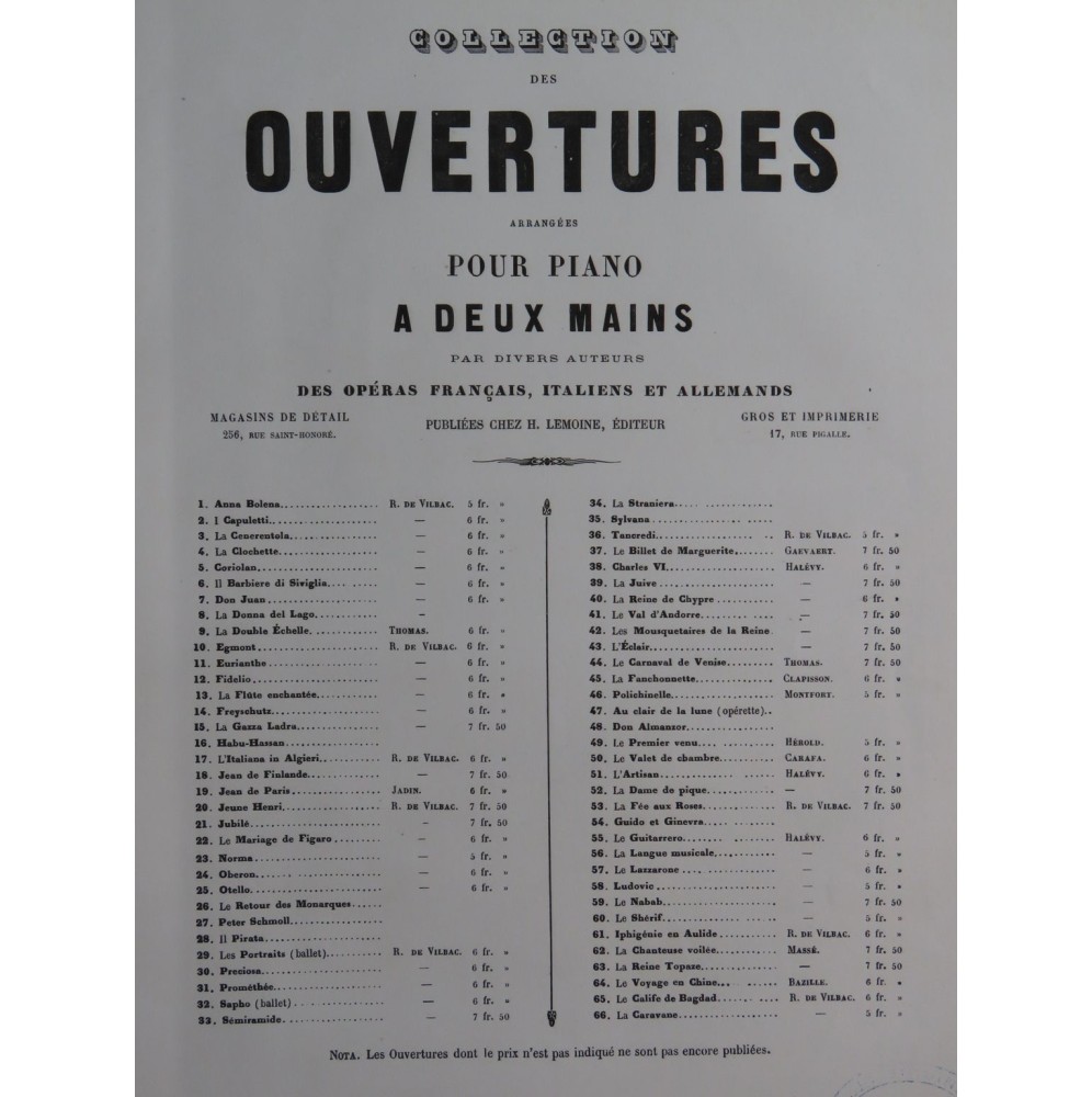 BAZIN François Le Voyage en Chine Ouverture Piano 1866