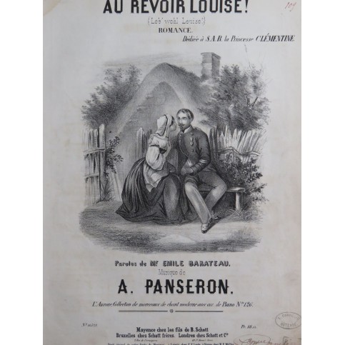 PANSERON Auguste Au revoir Louise ! Chant Piano ca1830