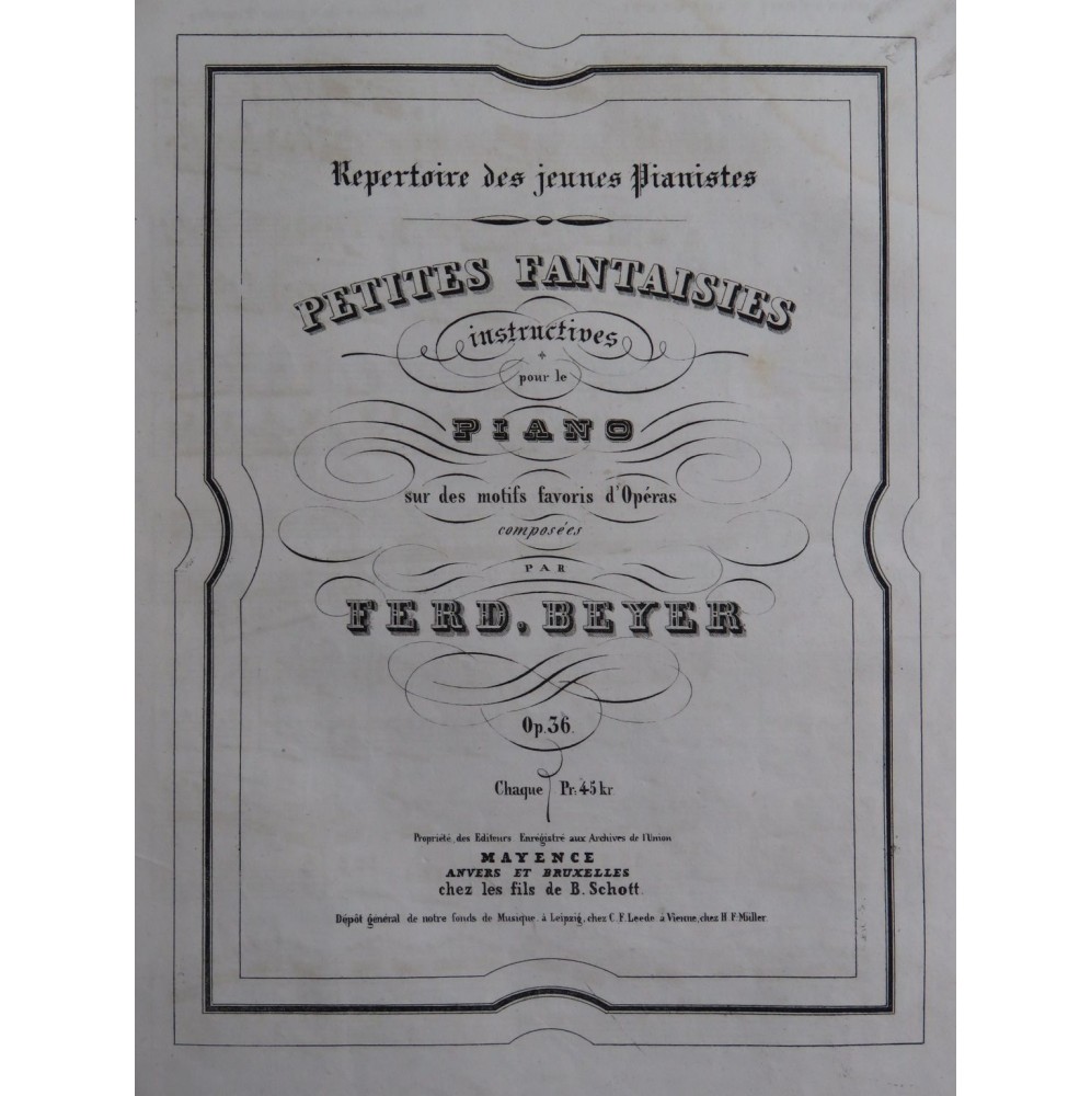 BEYER Ferdinand Fantaisie sur I Montechi e Capuleti op 36 Piano ca1845