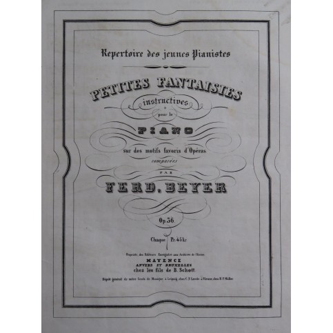 BEYER Ferdinand Fantaisie sur I Montechi e Capuleti op 36 Piano ca1845