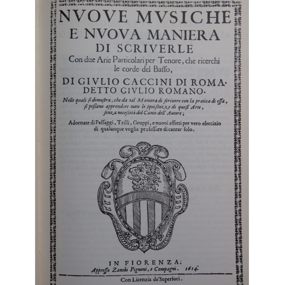 CACCINI Giulio Le Nuove Musiche Chant Basse continue 1983