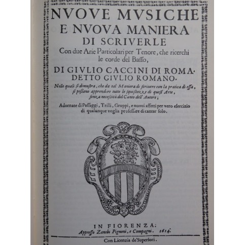 CACCINI Giulio Le Nuove Musiche Chant Basse continue 1983
