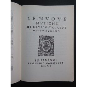 CACCINI Giulio Le Nuove Musiche Chant Basse continue 1983