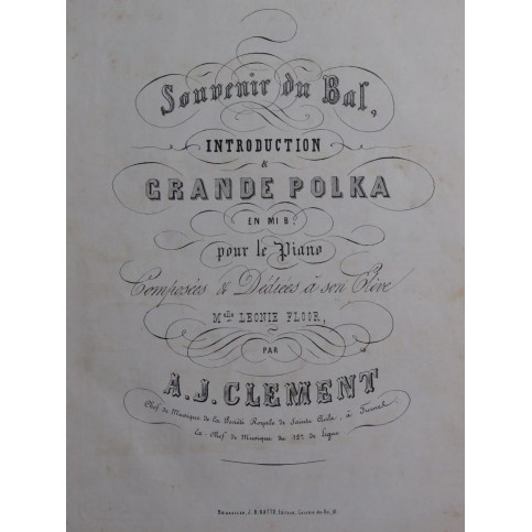 CLEMENT A. J. Souvenir du Bal Piano ca1850