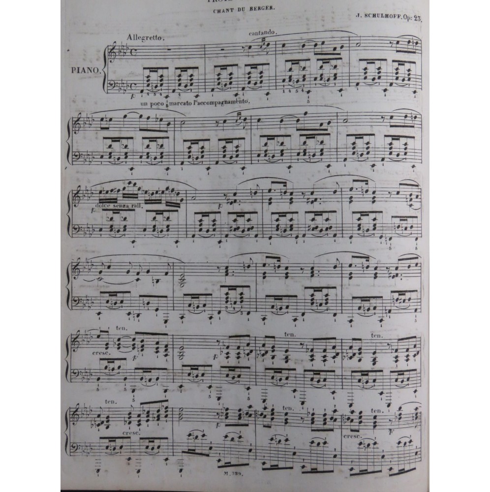 SCHULHOFF Jules Chant du Berger op 23 Piano XIXe