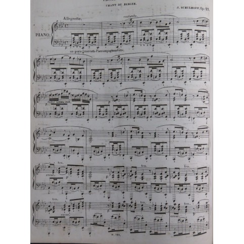 SCHULHOFF Jules Chant du Berger op 23 Piano XIXe