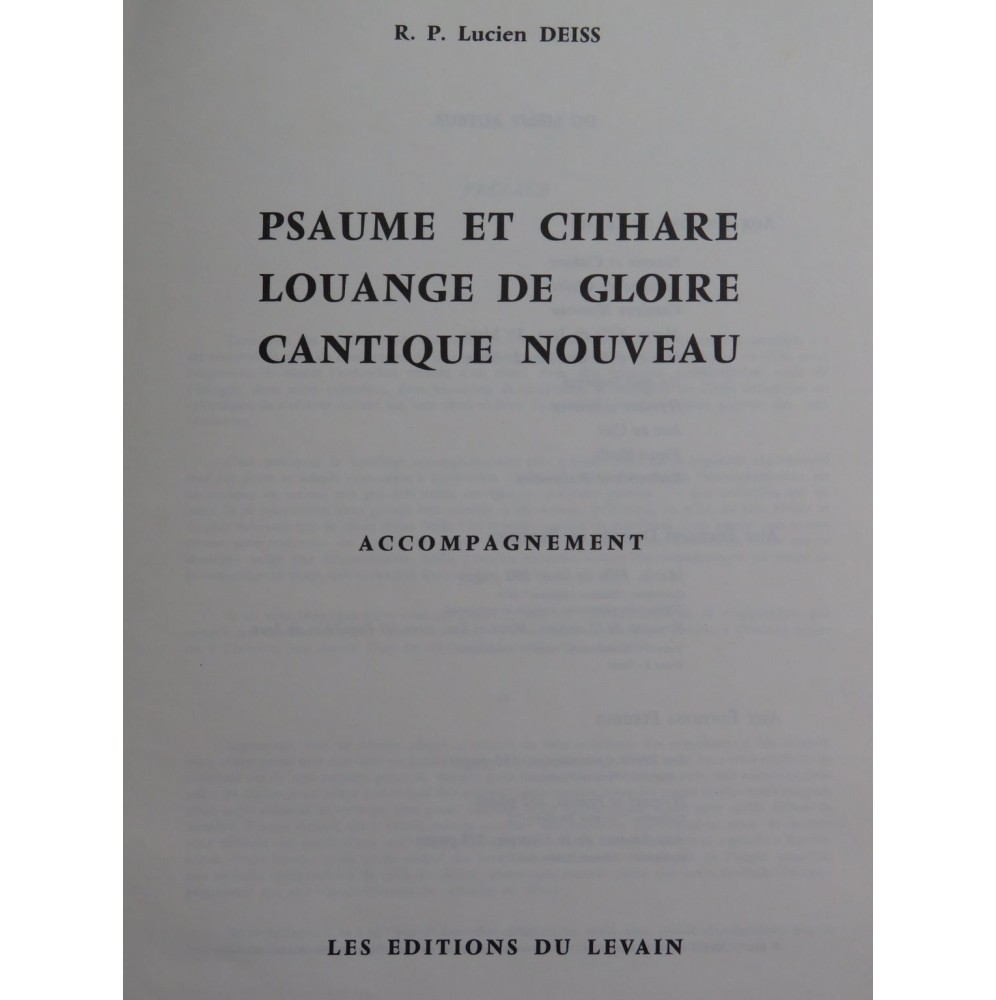 DEISS Lucien Psaume et Cithare Louange de Gloire Chant Orgue 1959
