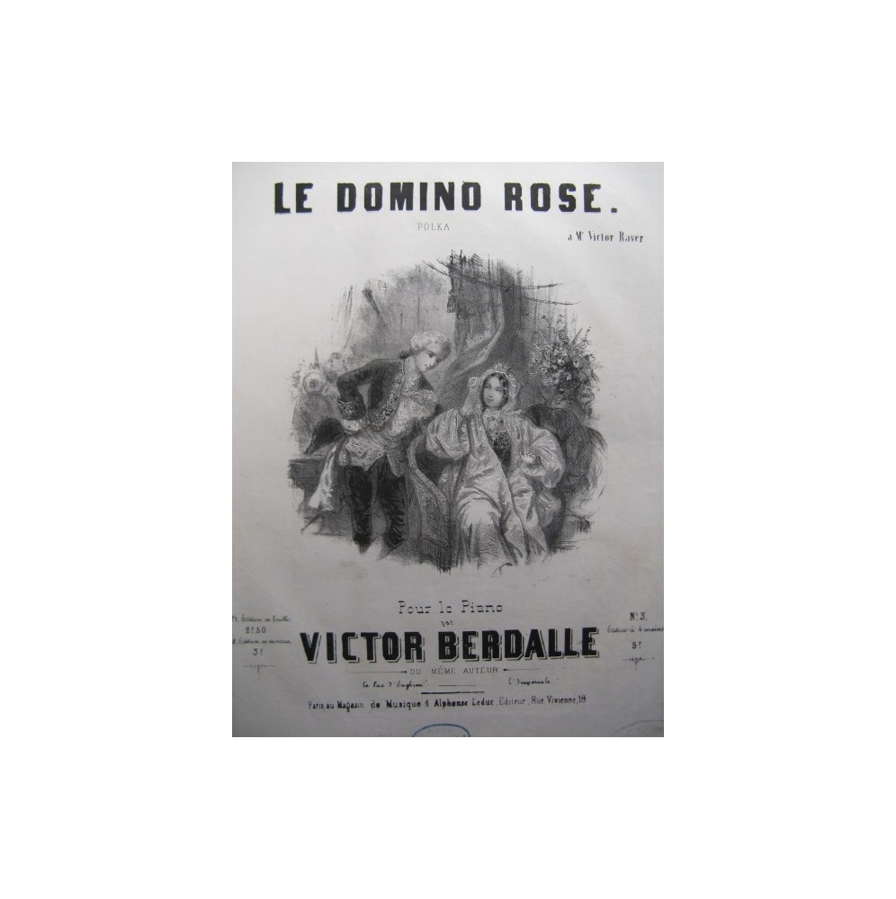 BERDALLE Victor Le Domino Rose Piano 1849