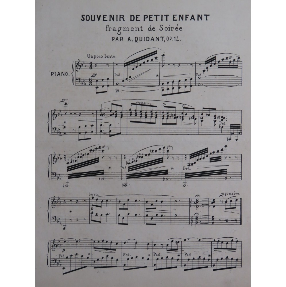 QUIDANT Alfred Souvenir de Petit Enfant op 14 Piano XIXe