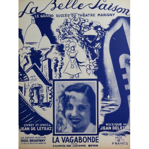 DELETTRE Jean La Vagabonde Chant Piano 1937