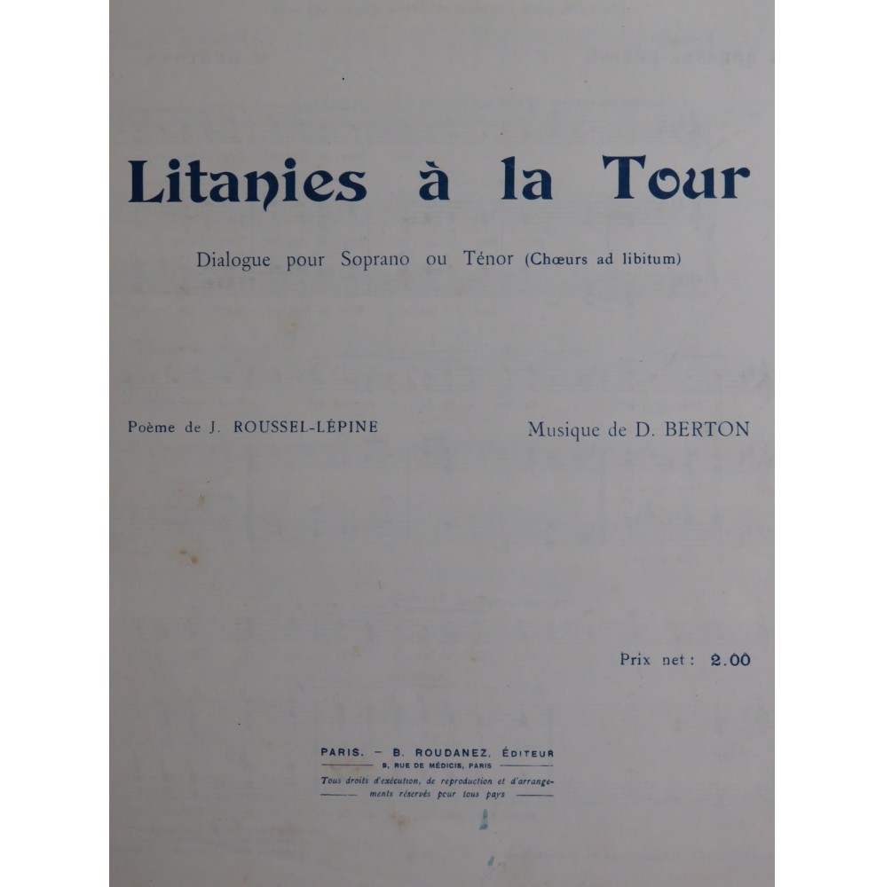 BERTON D. Litanies à la Tour Chant Piano