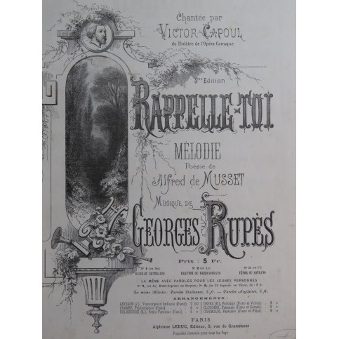 RUPÈS Georges Rappelle-Toi Chant Piano ca1870