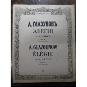 GLAZOUNOW A. Elégie Piano Alto 1894