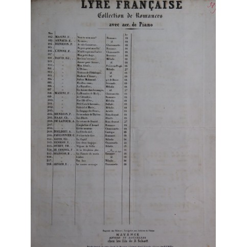 DE CONINCK François Je ne Blasphème plus Chant Piano ca1840