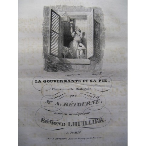LHUILLIER Edmond La Gouvernante et sa Pie Chant Piano ca1830