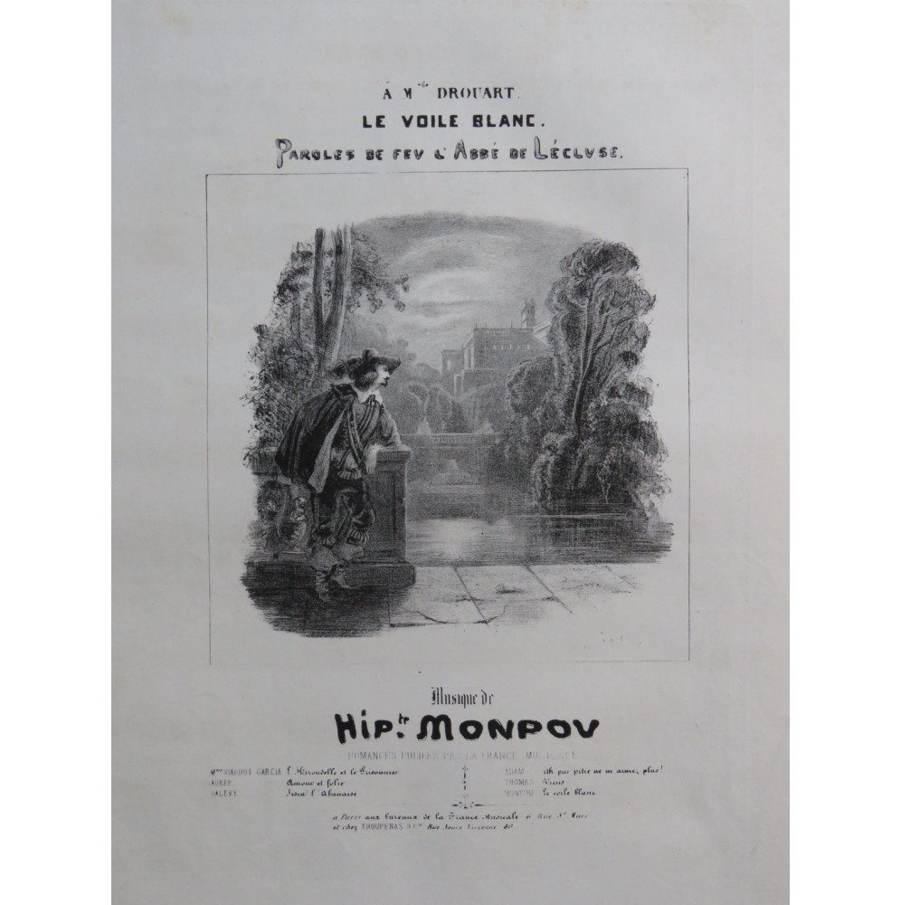 MONPOU Hippolyte Le Voile Blanc Chant Piano ca1840