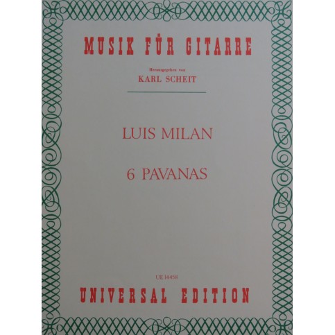 MILAN Luis Pavanas 6 Pièces pour Guitare 1972