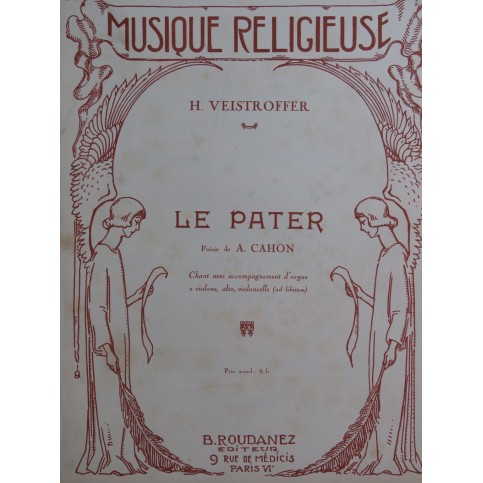 VEISTROFFER H. Le Pater Chant Orgue Violon Alto Violoncelle