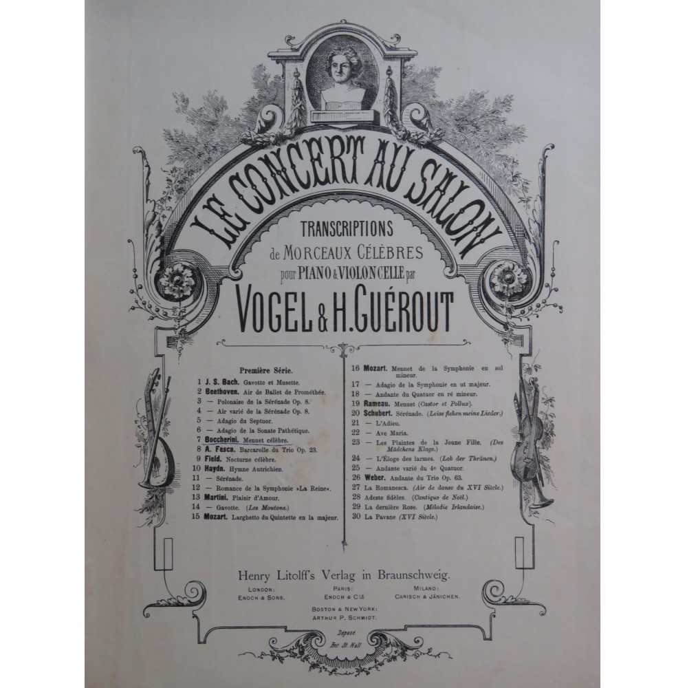 BOCCHERINI Luigi Menuet du XIe Quintette Piano Violoncelle