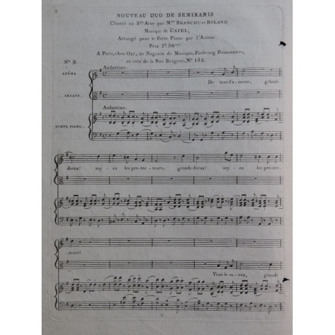 CATEL Ch. S. Semiramis No 9 Chant Piano ca1810