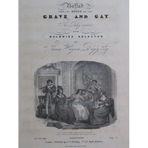 HAYNES BAYLY Thomas I Know a Spot Chant Piano ca1830