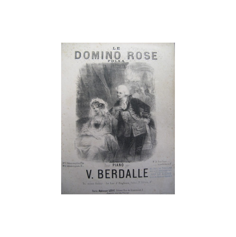 BERDALLE Victor Le Domino Rose Piano 1846