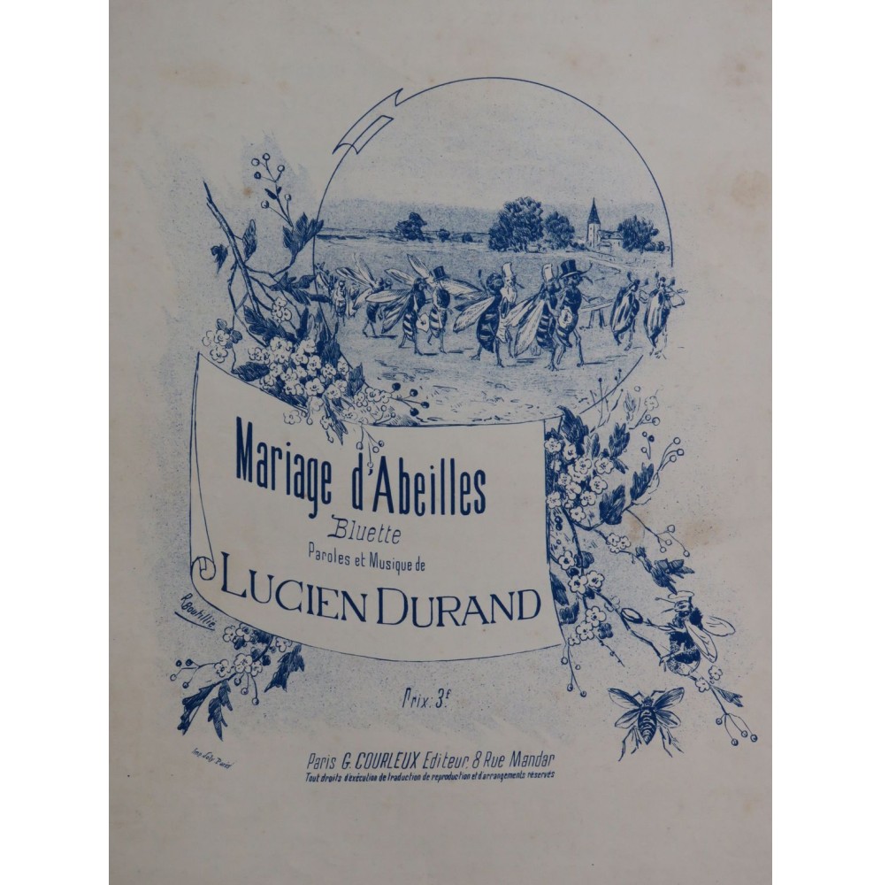 DURAND Lucien Mariage d'Abeilles Chant Piano XIXe siècle