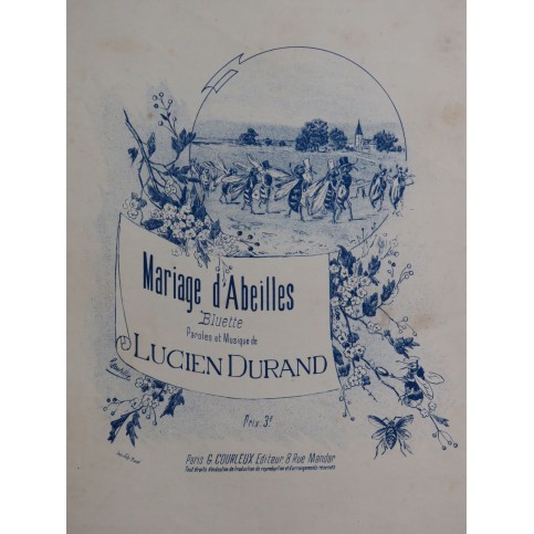 DURAND Lucien Mariage d'Abeilles Chant Piano XIXe siècle