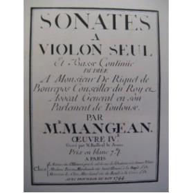 MANGEAN Etienne Sonata Violon Piano 1914