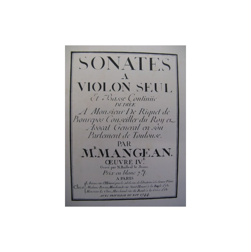 MANGEAN Etienne Sonata Violon Piano 1914