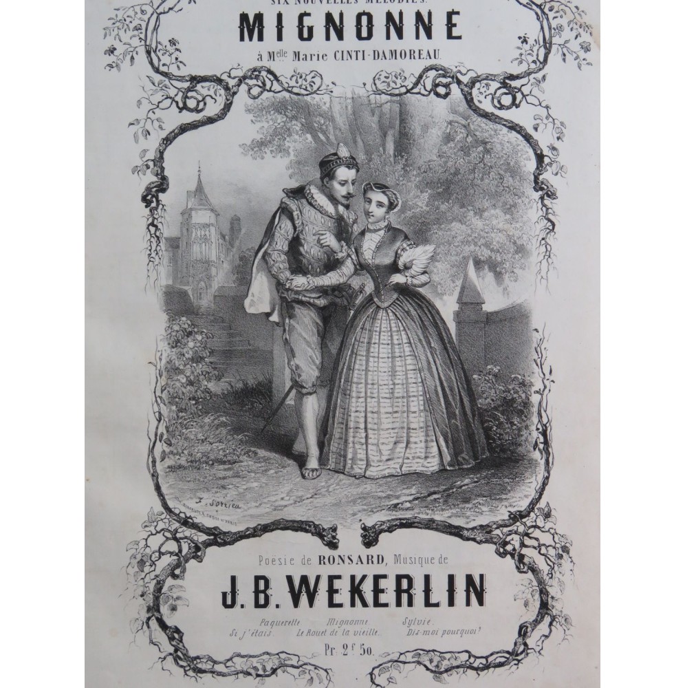 WEKERLIN J. B. Mignonne Chant Piano ca1850