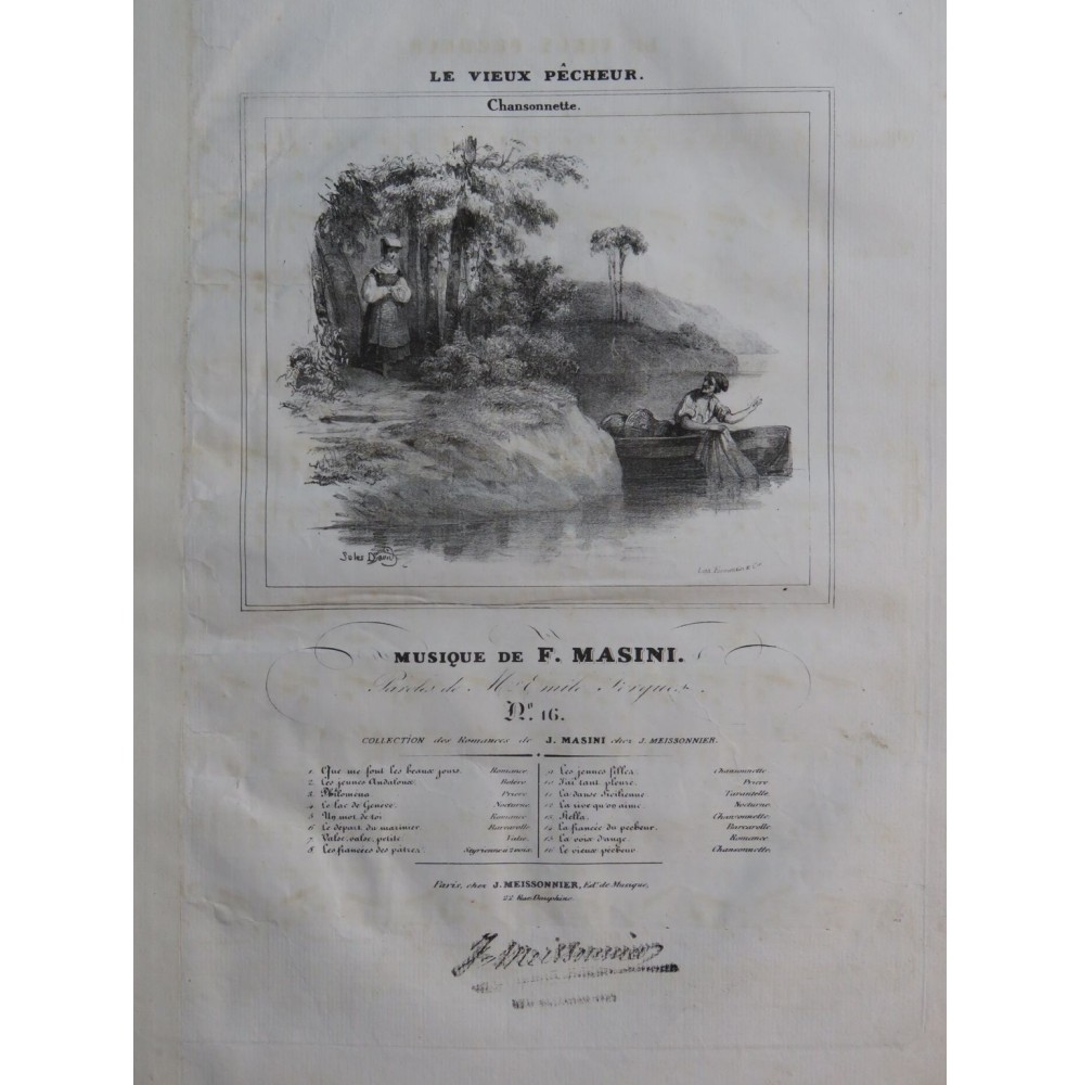MASINI F. Le Vieux Pêcheur Chant Piano ca1840