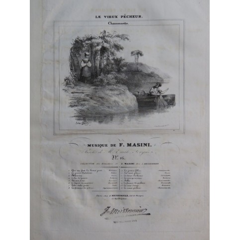 MASINI F. Le Vieux Pêcheur Chant Piano ca1840