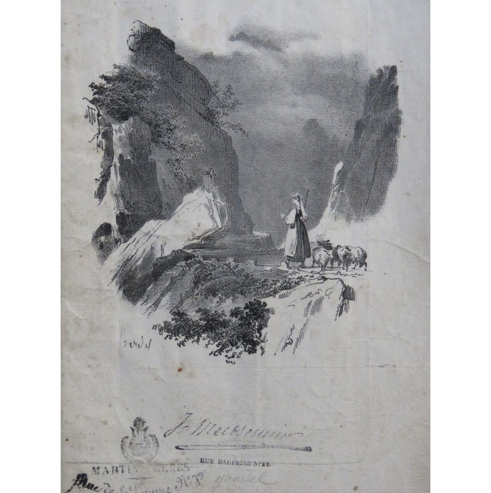 BRUGUIÈRE Édouard La Bergère des Pyrénées Chant Guitare ca1830