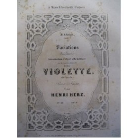 HERZ Henri Variations Violette Carafa Piano ca1850