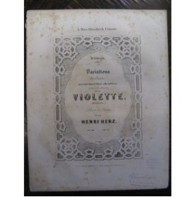 HERZ Henri Variations Violette Carafa Piano ca1850