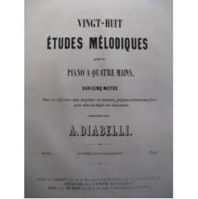DIABELLI Anton Etudes Mélodiques 1 à 8 Piano 4 mains XIXe
