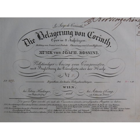 ROSSINI G. Die Belagerung von Corinth No 11 Chant Piano ca1826
