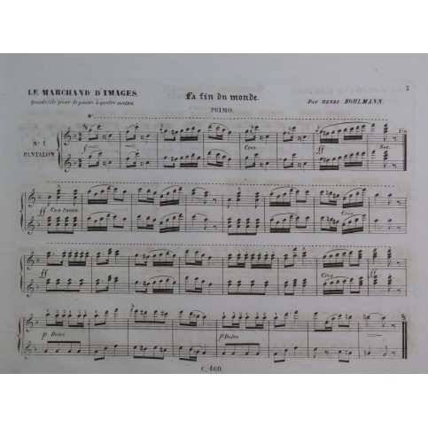 BOHLMAN SAUZEAU Henri Le Marchand d'Images Piano 4 mains ca1845